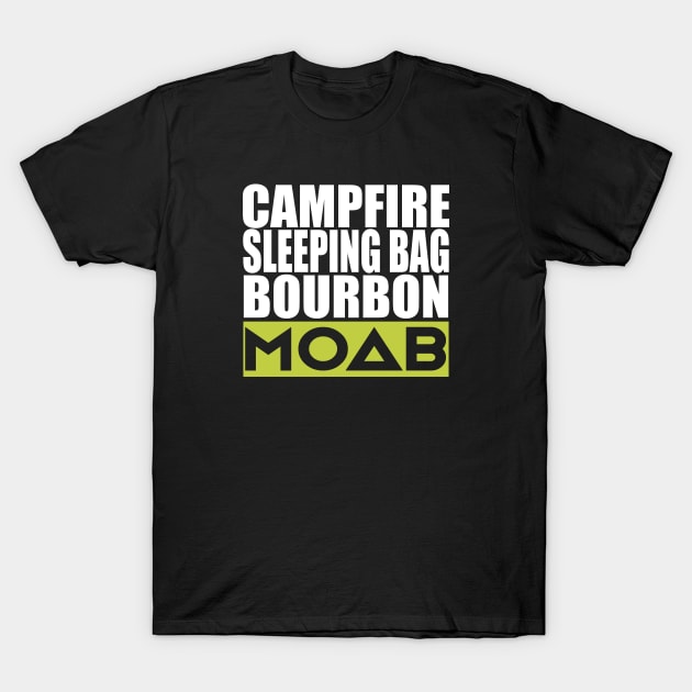 Campfire, Sleeping Bag, Bourbon, Moab T-Shirt by esskay1000